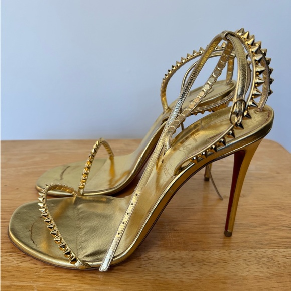 Christian Louboutin Metallic Gold Spiked Heels - Picture 1 of 4